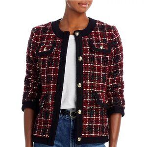 Anine Bing Red Plaid Tweed Lydia Jacket Luxury Designer Boucle Blazer XS NWT